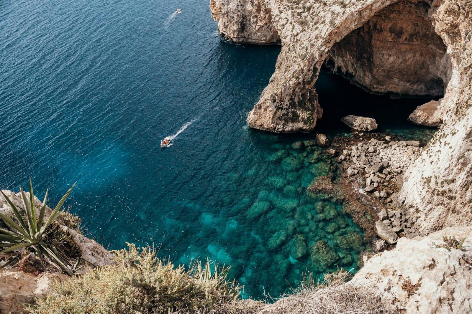 Boat into the Blue Grotto, Malta