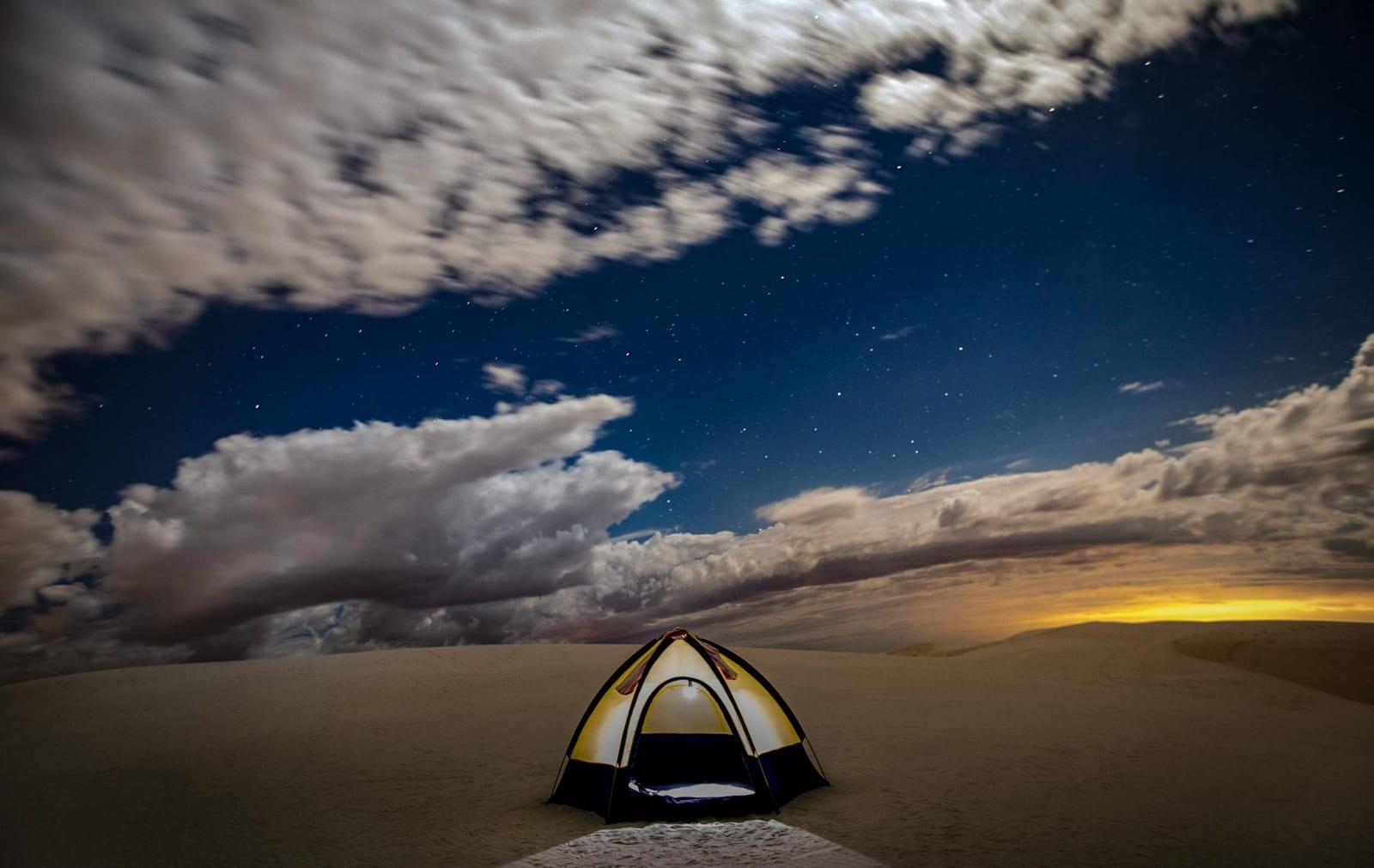Camp under the Sahara stars, Libya
