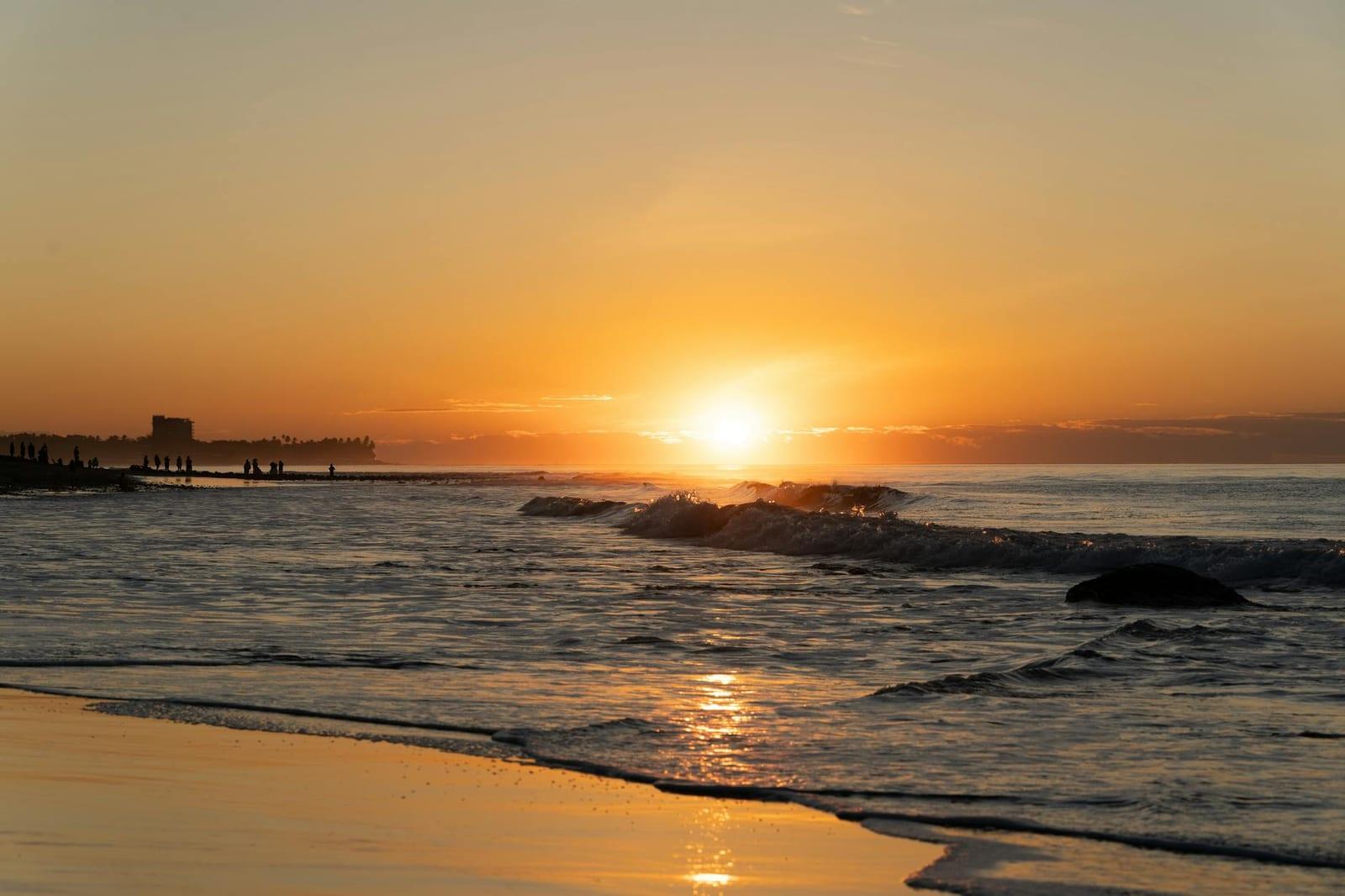 Surf El Tunco at sunset, El Salvador