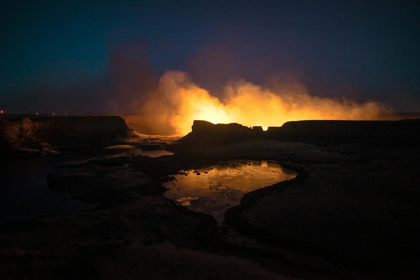 Darvaza gas crater at night, Turkmenistan