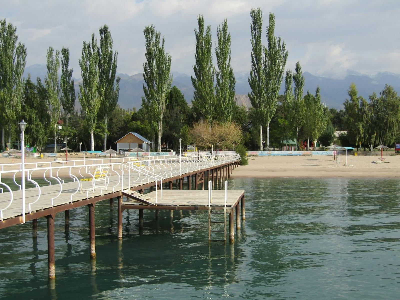 Camp on the shores of Issyk-Kul, Kyrgyzstan